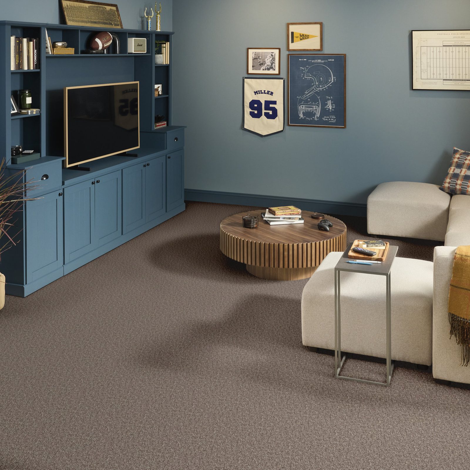 Shaw Break Away Solid Charcoal carpet installed in a room