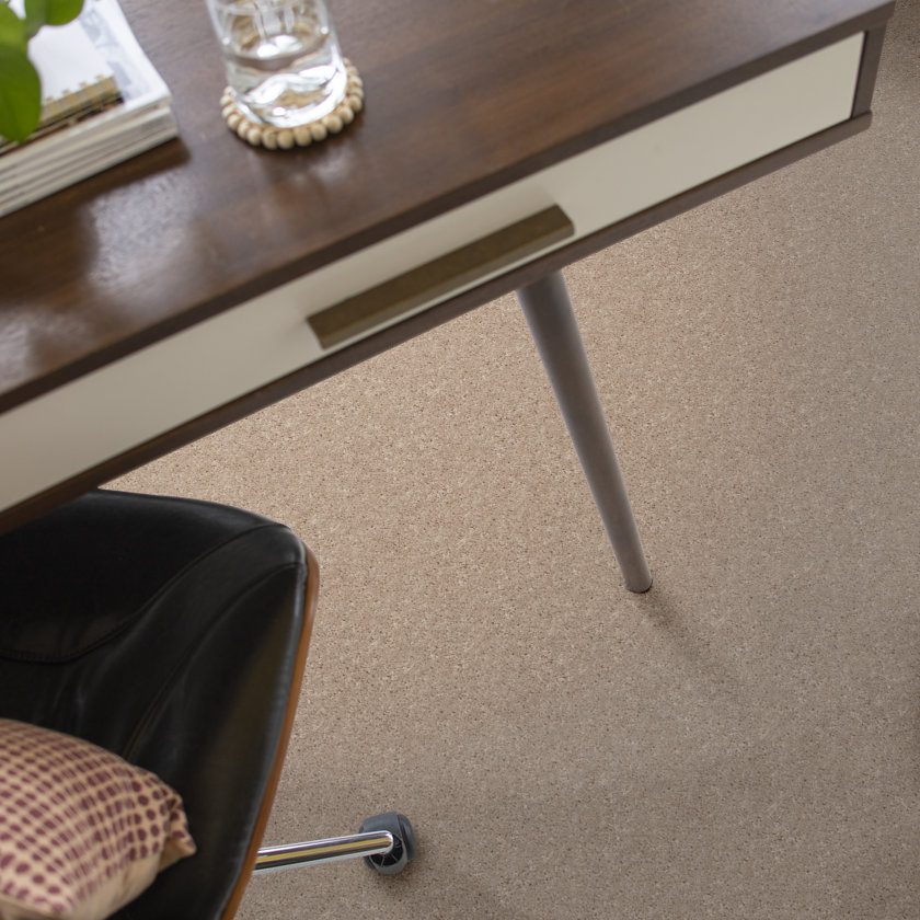Shaw Dyersburg Classic Taupe carpet installed in a room